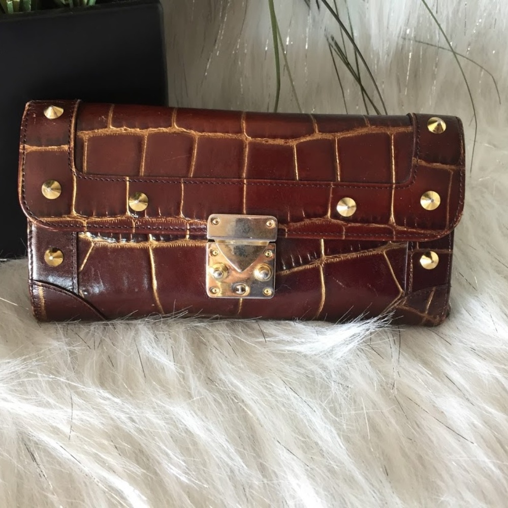 Nordstrom leather brown animal print wallet